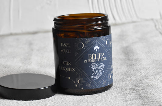 Bougie Astro Bélier / Jaspe Rouge